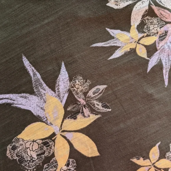 Free People Tank Top Floral Print Cotton  Sleeveless Draped Olive Combo M NWT - Picture 10 of 12